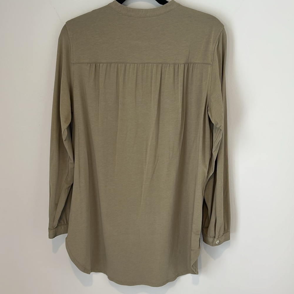Lands End Womens Long Sleeve A-line Tunic Button Up Top Sunwashed Olive Medium - Picture 12 of 16